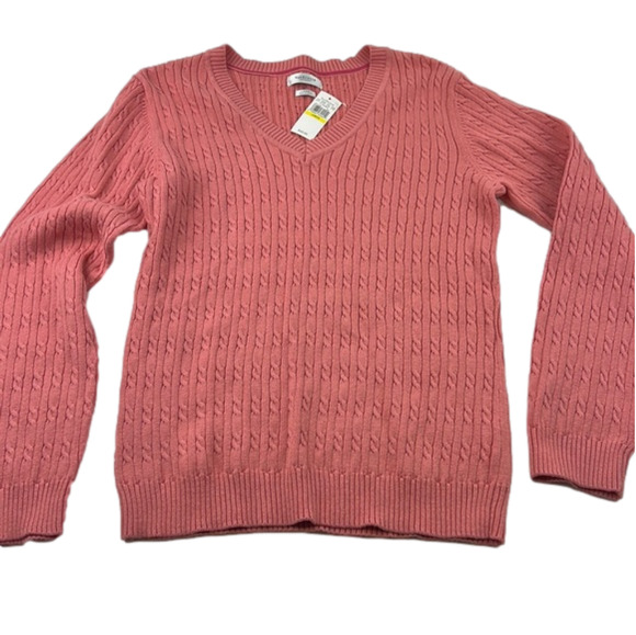 Van Heusen coral v-neck cable neck sweater - Picture 1 of 8